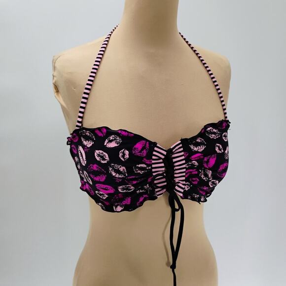 BETSEY JOHNSON Sexy POP Art BY THE POOL Retro Faces BIKINI Swimsuit L - Picture 8 of 14